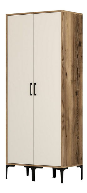 Šatní skříň Kiara SS (ořech + krémová)