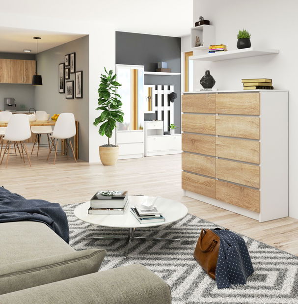 Komoda Kapil III (bílá + dub sonoma)