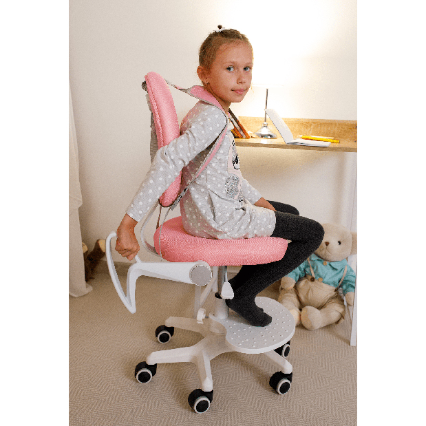 Set 2ks Dětských rostoucích židlí s podnožkami a šlemi Aureola (růžová + bílá) *výprodej