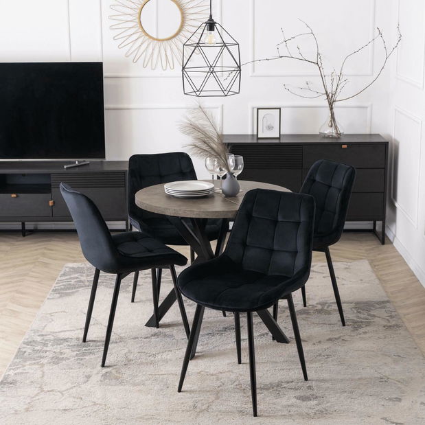 Rozkládací jídelní stůl Desistir (beton + černá) (pro 4-8 osob)