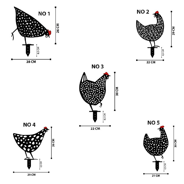 Dekorativní sada kovových doplňků do zahrady Chick (černá)