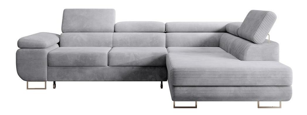 Rohová sedací souprava Stiletto (P) (světle šedá + stříbrná)