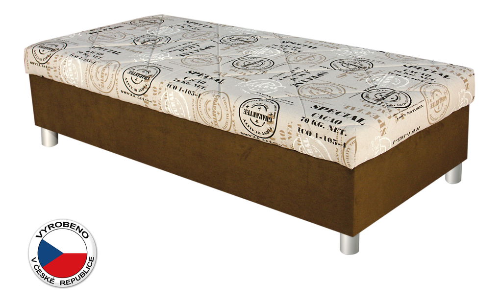 Jednolůžková postel (válenda) 90 cm Blanář Inez (béžová + hnědá) (s roštem a matrací)