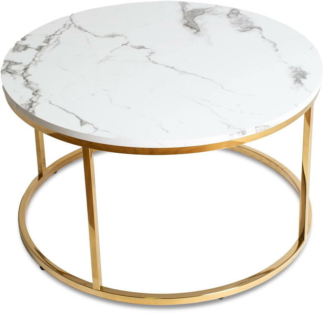 Konferenční stolek Aparentar Max (mramor bílý + zlatá)