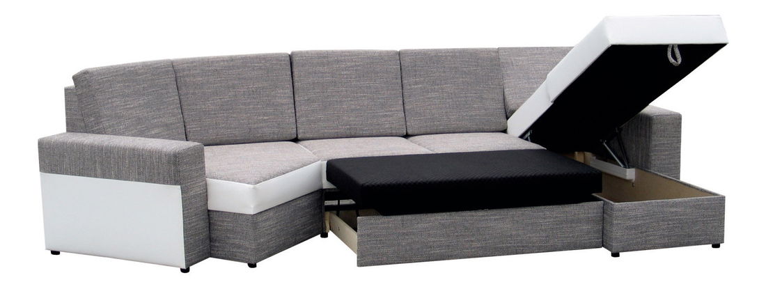 Rohová sedací souprava Benato (P) (pruh z koženky)