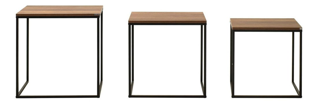 Set 3 konferenčních stolků Shepolendo 1 (ořech + černá)