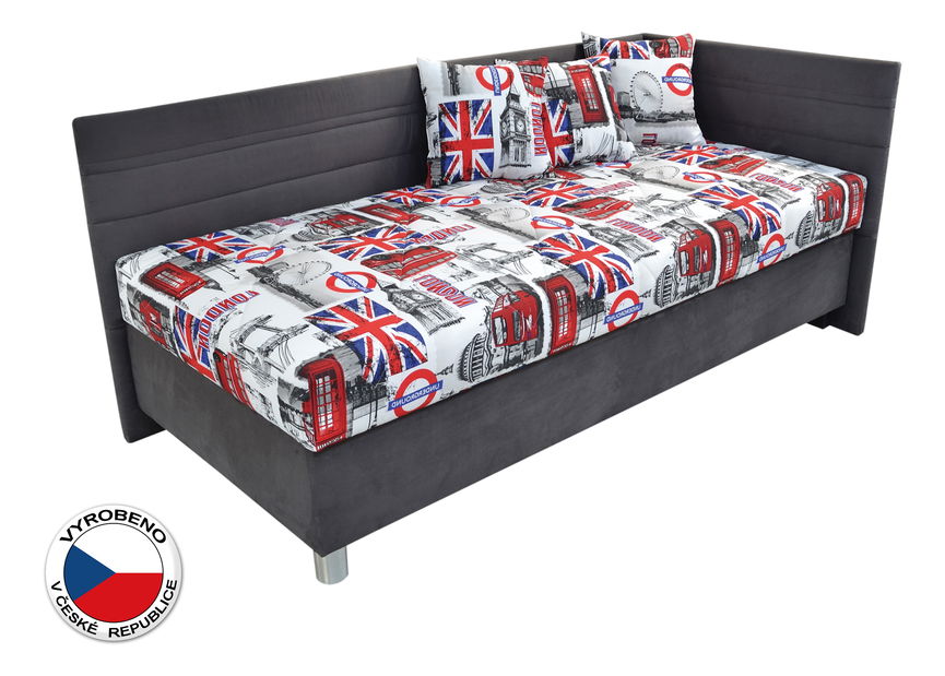 Jednolůžková postel 90 cm Blanář Polly (bílá + šedá) (s roštem a matrací) (P)