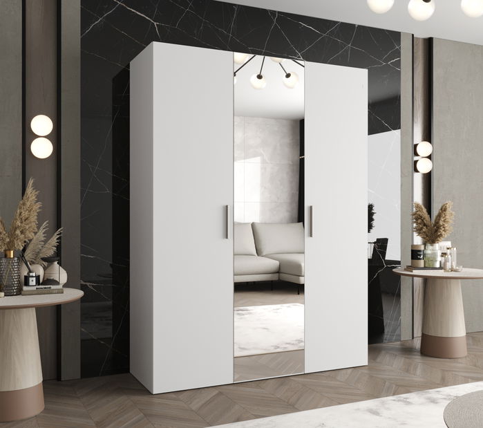 Šatní skříň 150 cm Borry 2 (bílá + stříbrná)