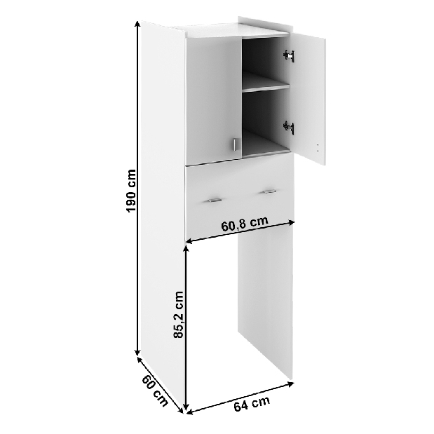 Hluboká skříňka nad pračku Nariel typ 9 (bílá)
