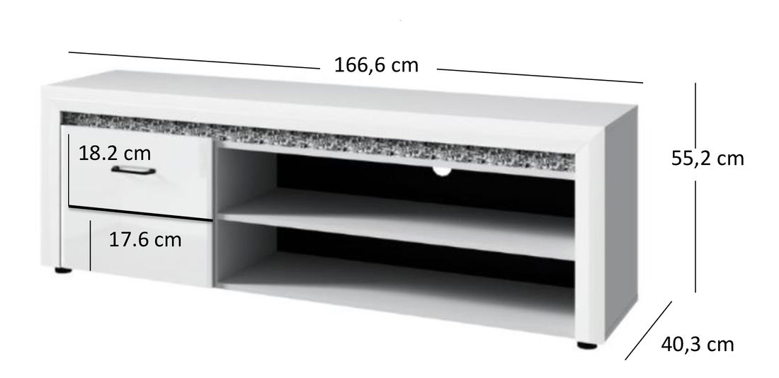 TV stolek Wanetta (bílá lesklá)