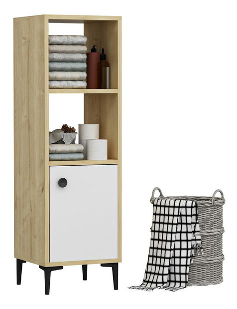 Regál Pububo (dub safírový + bílá)