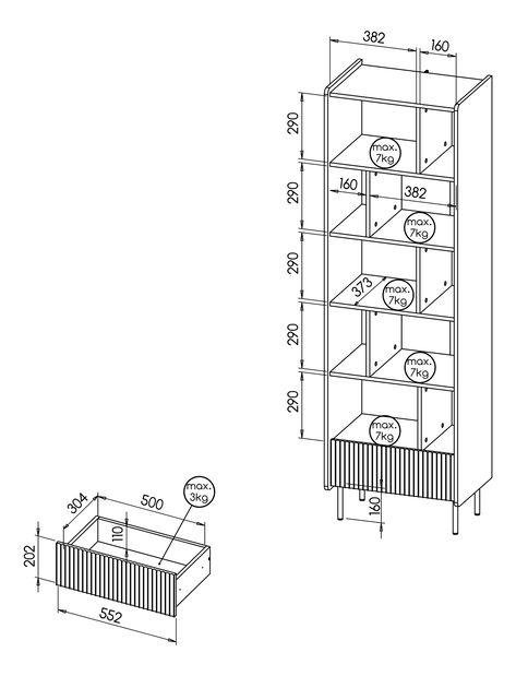 Regál Phelan P10 (ořech warmia + černá)