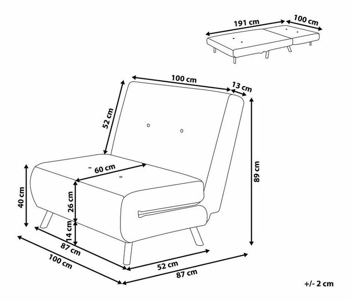 Rozkládací křeslo Finnegan (olivovězelená)