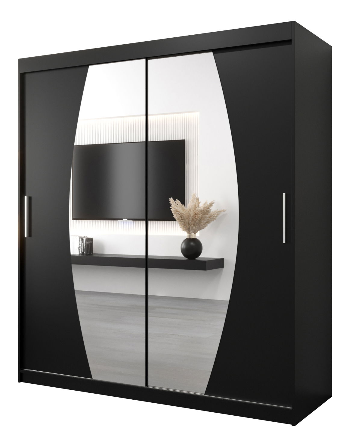 Šatní skříň 180 cm Eclipse (černá matná + černá matná)