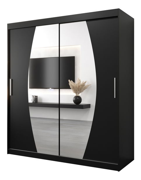 Šatní skříň 180 cm Eclipse (černá matná + černá matná)