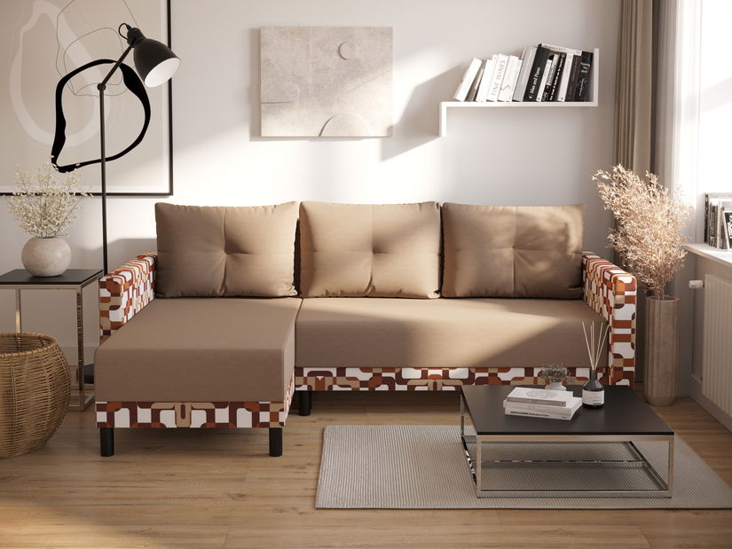 Rohová sedací souprava Glimmer L (pudrová růžová + bílá) (L)