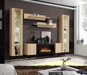 Obývací stěna Ferryhill HJ FY M2 (dub jackson hickory) (s osvětlením) (s biokrbem)