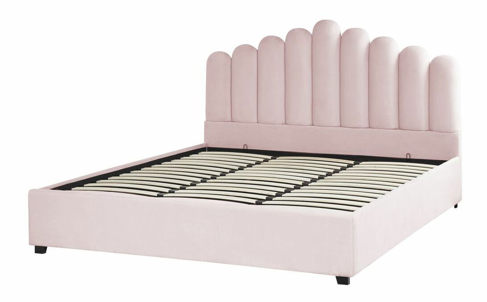 Manželská postel 180 cm Valhala (růžová) (s roštem a úložným prostorem)