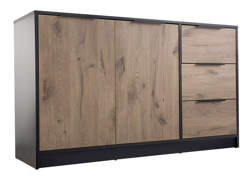 Komoda Pengasa 2D3S (černá + dub viking)