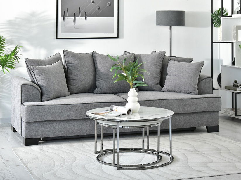 Konferenční stolek Grande (bílý mramor + černá)