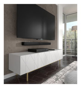 TV stolek/skříňka Koira (bílá matná + zlatá)