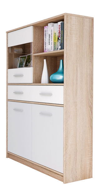 Vitrína Terrell (dub sonoma + bílá)