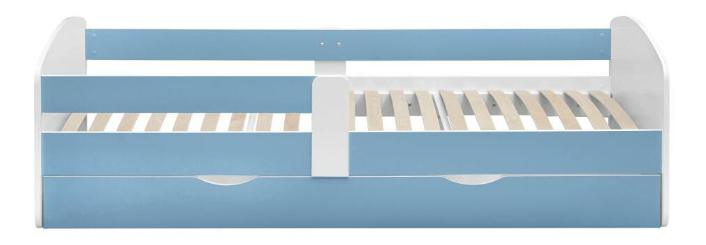 Jednolůžková postel 90 cm Carecen (modrá + bílá) (s roštem) (s úl. prostorem)