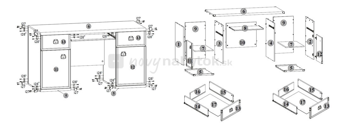 PC stolek BRW INDIANA JBIU 2D2S (Dub sutter)