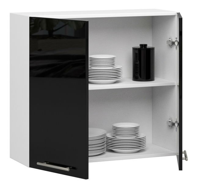 Horní kuchyňská skříňka Ozara W80 H720 (bílá + černý lesk)