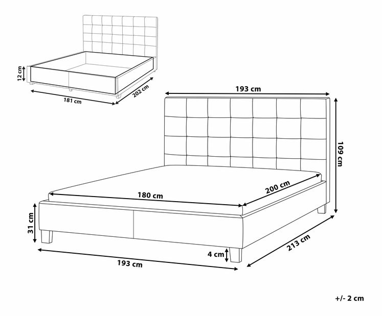 Manželská postel 180 cm ROLLA (s roštem a úl. prostorem) (tmavě šedá) *výprodej