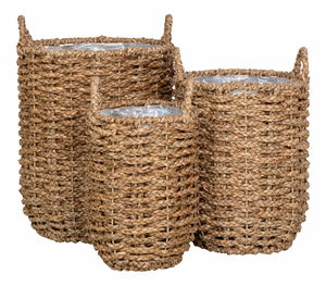 Set 3 ks proutěných květináčů Hsanina (přírodní)