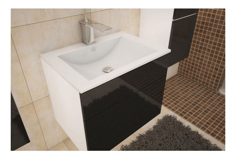 Koupelnová skříňka pod umyvadlo Maeve (bílá + černý extra vysoký lesk)