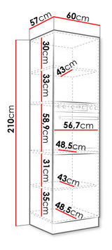 Skříňka vysoká pod pečící troubu Milo 60 DP-210 2F (šedá + šedý lesk)