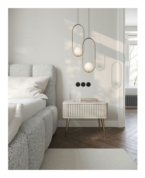 Noční stolek Oglio O1 (šedobéžová + zlatá)