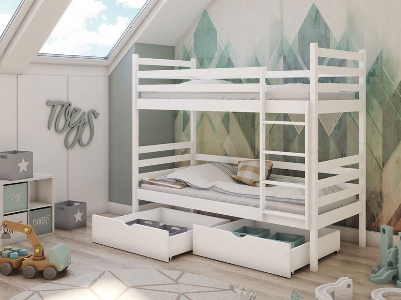 Dětská postel 90 cm Nubia (s roštem a úl. prostorem) (bílá)