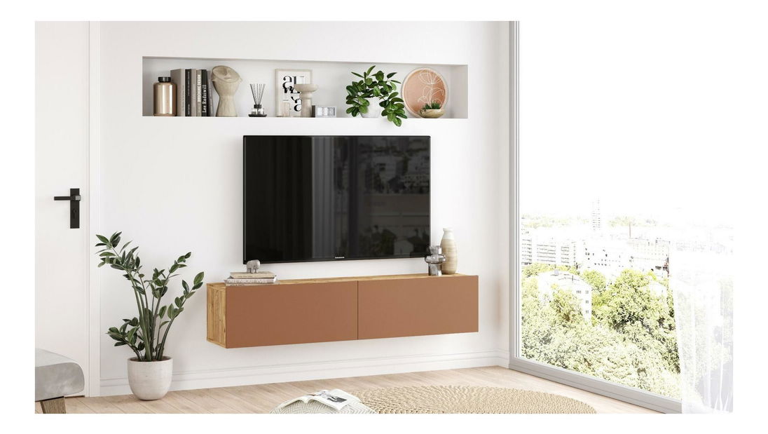  TV stolek/skříňka France 10 (borovice atlantická + cihlová)