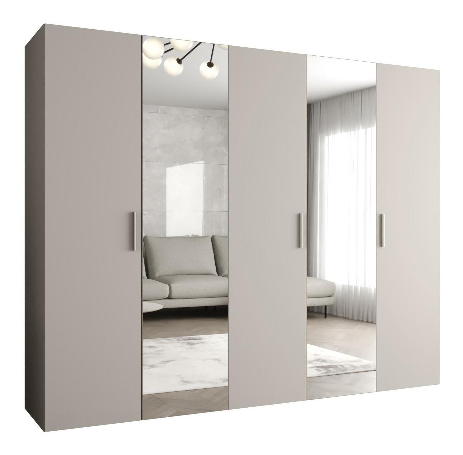 Šatní skříň 250 cm Borry 2 (kašmír + stříbrná)