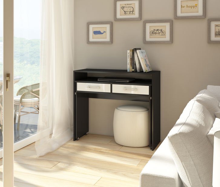 PC stolek Zoe černá + lesk bílý