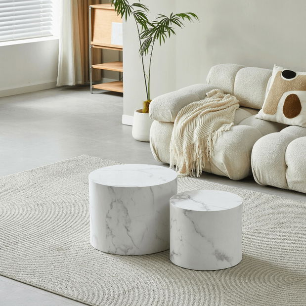 Set 2 ks konferenčních stolků Liloo (bílý mramor)