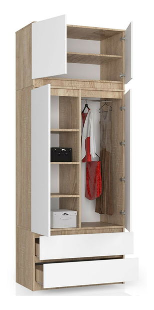 Nadstavba na skříň Sashka (dub sonoma + bílá)