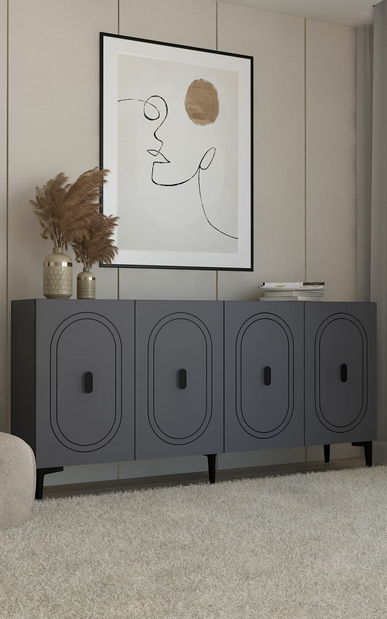 Skříňka Leya (antracit + stříbrná)