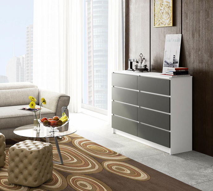 Komoda Keanu III (bílá + šedá)