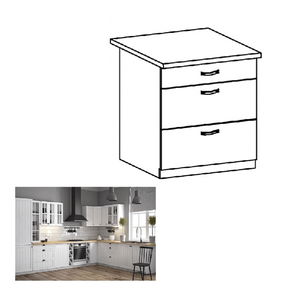 Dolní kuchyňská skříňka D80S3 Provense (bílá + sosna andersen)