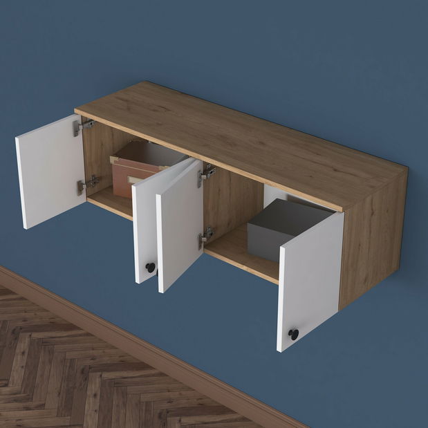 Kuchyňská horní skříňka Eano (ořech + bílá)