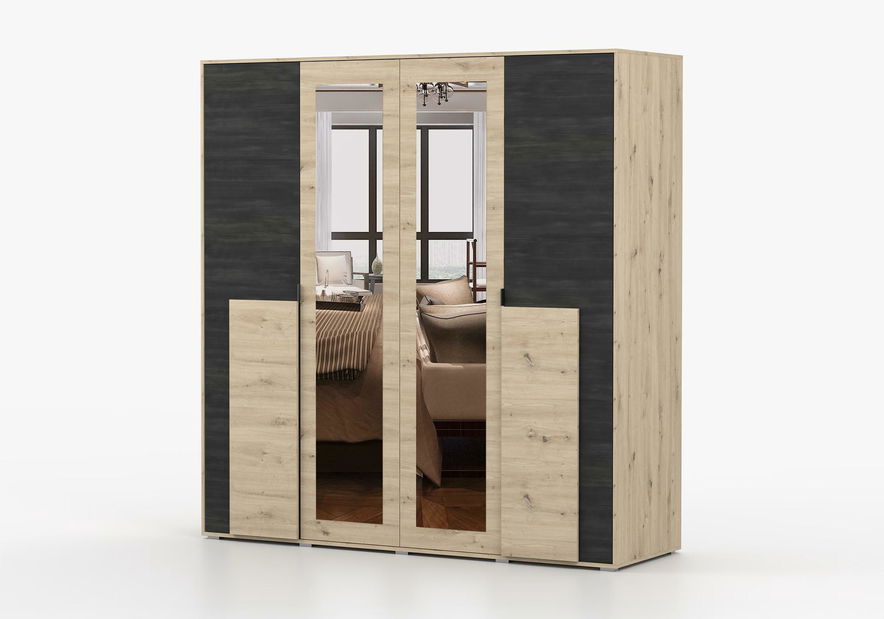 Šatní skříň Barca (dub artisan + borovice norská černá)