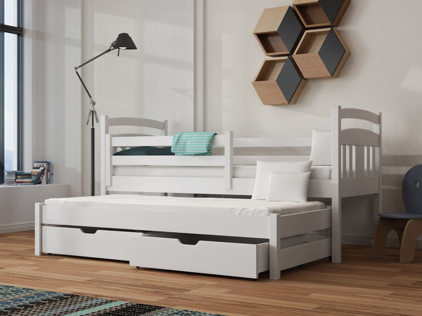 Dětská postel 90 cm FELTON (s roštem a úl. prostorem) (bílá)