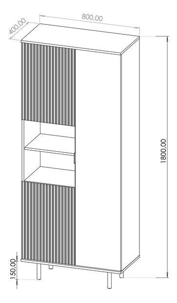 Policová skříň Nalani R3D (černá)