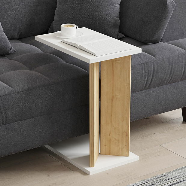 Příruční stolek Luninadis (dub safírový + bílá)