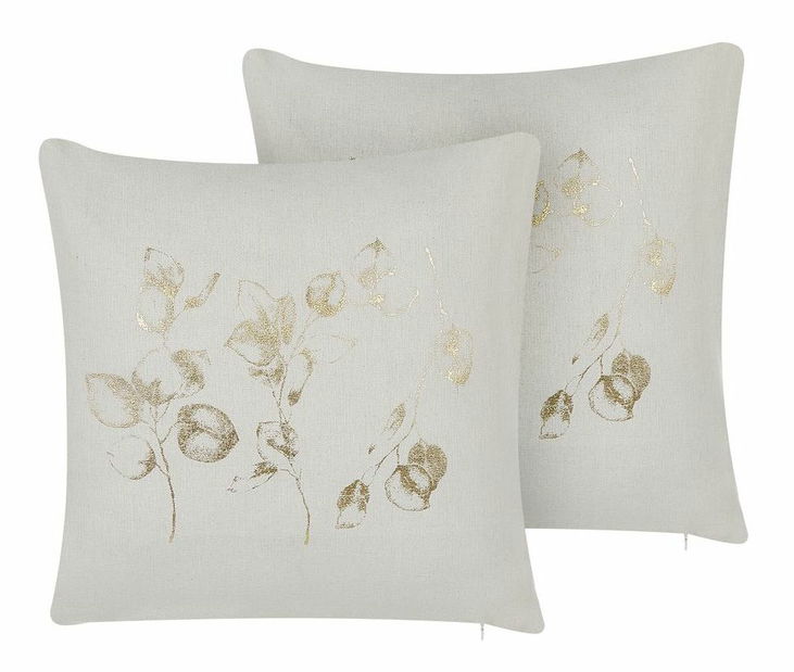 Sada 2 ozdobných polštářů 45 x 45 cm Gom (béžová)
