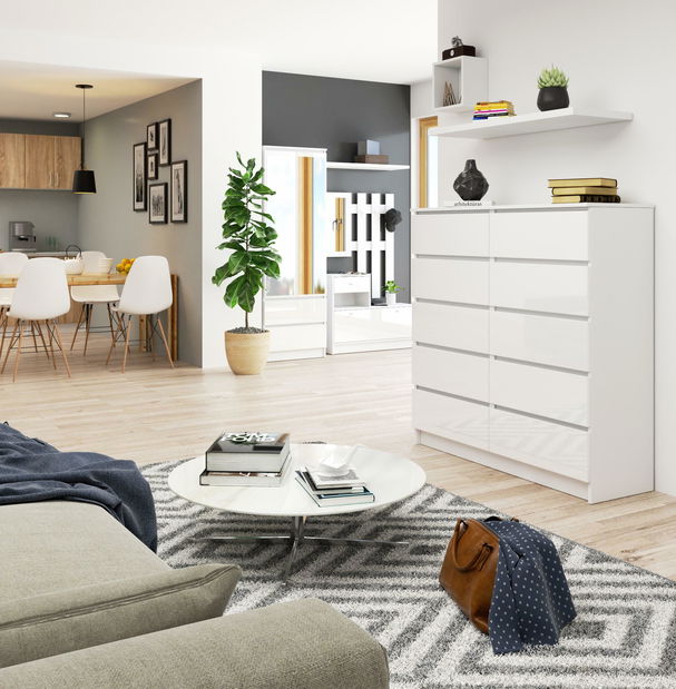 Komoda Kapil III (lesk bílý)